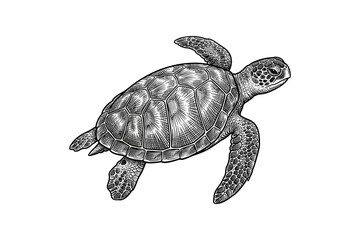 Sea Turtle Hand Drawn Vector Illustration © sukses