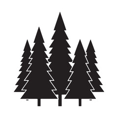 Obraz premium Fir tree silhouettes against a white background simple graphic style