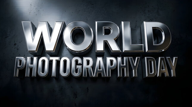 World photography day text on dark background with grayscale, typography