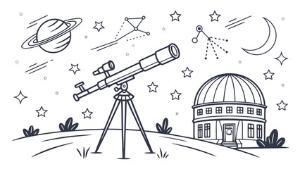 Astronomy observation scene with telescope and observatory telescope astronomy © Jani