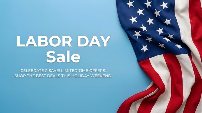 Labor day sale banner with american flag holiday promotion graphic