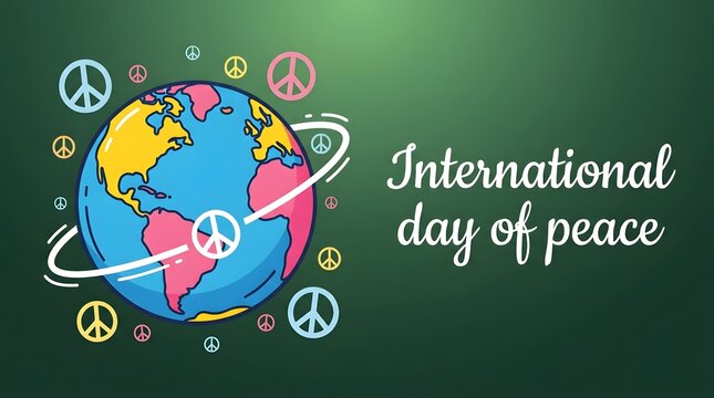 International day of peace illustration with globe and peace symbols