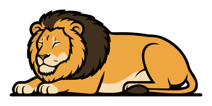 Sleeping african lion side view peaceful vector illu.... Generative AI