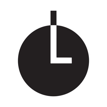 Circular shape with l shaped extension black silhouette on white background
