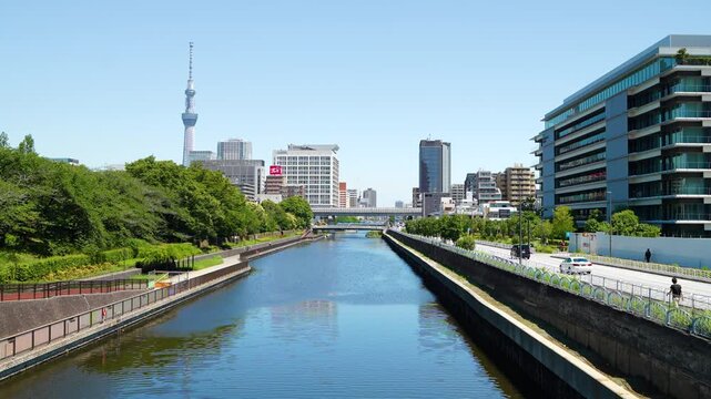 東京・江東区 木村橋から望む都市風景