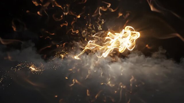 Luminous fluid light form drifting slowly through misty dark atmosphere symbolizing inner peace and eternal spiritual energy