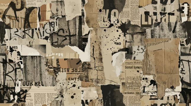 Abstract grunge collage urban paper texture effect featuring a seamless looping animation, high resolution 4k motion graphic background with weathered aesthetic and artistic overlay elements.