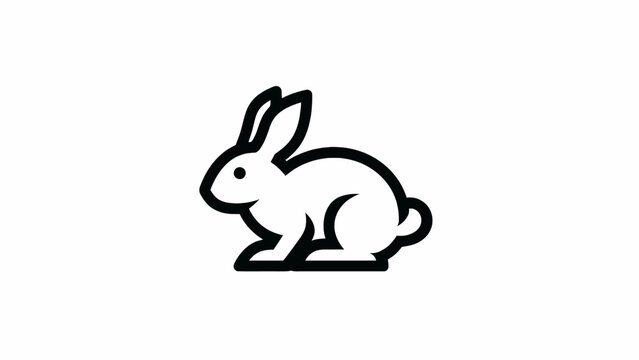 Simple Rabbit Head Illustration in Black and White
