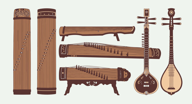 Traditional Chinese musical instruments sheng and pipa