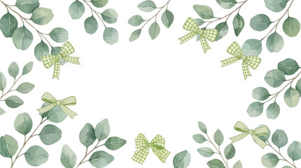 Green watercolor eucalyptus leaf and branch vector illustration on a white background, elegant botanical floral card design for wedding invitation, greeting, or nature-themed stationery. © Lang