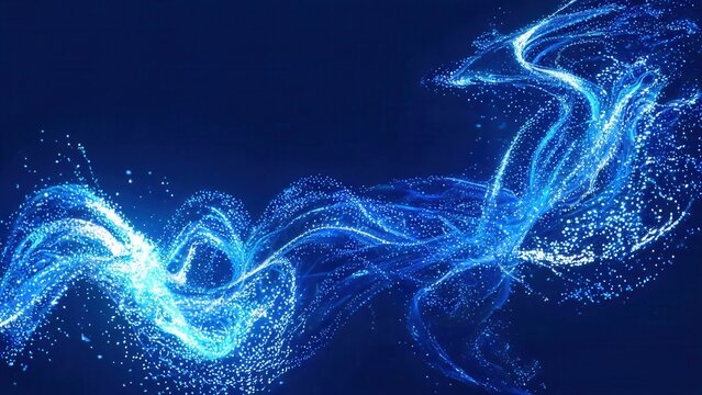 Blue glowing particle wave