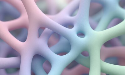 Naklejka premium Abstract 3D Rendering of Interconnected Neurons in Soft Pastel Colors Close Up