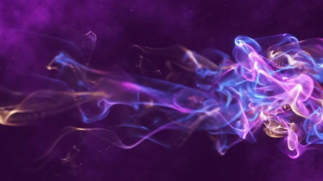 Vibrant glowing aura field flowing gently across a deep violet background with soft abstract light trails in a seamless loop