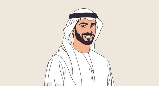 Middle Eastern Businessman in Traditional Attire Smiling