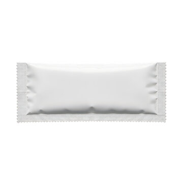 Blank white food sachet mockup for snacks or powder isolated on white background isolated on transparent background