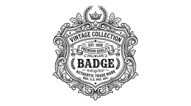 Vintage Collection Badge Emblem Label - Premium Quality Authentic Trade Mark Est 1928