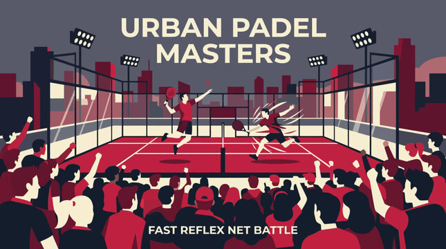 Urban Padel Masters Fast Reflex Net Battle Championship Event Illustration