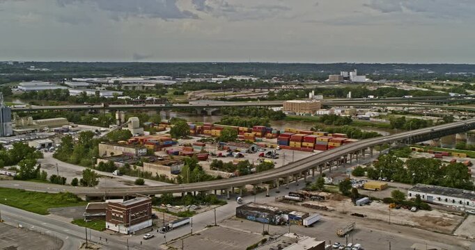 Kansas City Missouri Aerial v33 drone hovering around west bottoms and central industrial district during the day - Shot with Inspire 2, X7 camera - August 2020