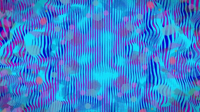 Stripes and cyan center pulsing, causing bands rippling out while blobs drifting for background