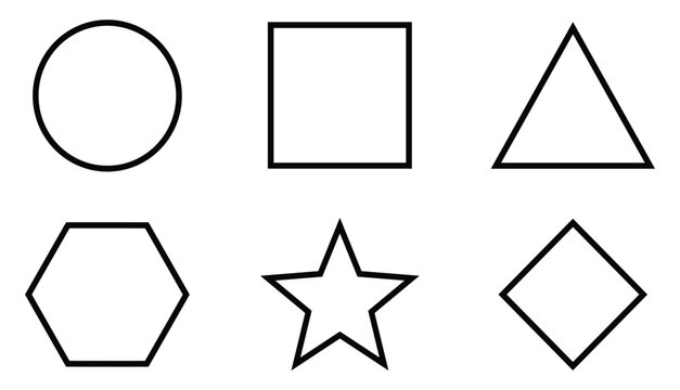 Geometric shapes circle square triangle hexagon star rhombus
