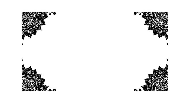 Abstract black and white geometric corner frame design with pixelated texture elements for digital layout borders isolated on transparent background, Vector
