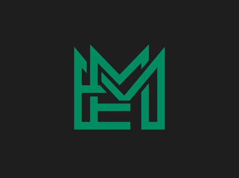 Monogram Em Logo Design Geometric Shape