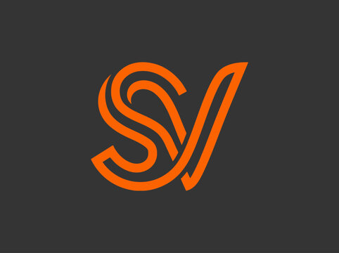 Orange SV Monogram Logo Design Abstract Elegant Initial Mark