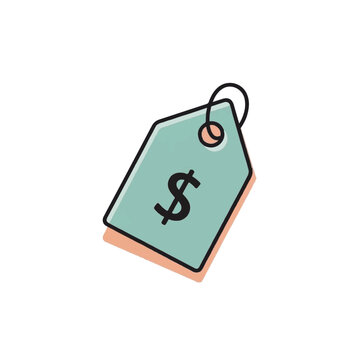 Green price tag with dollar symbol.