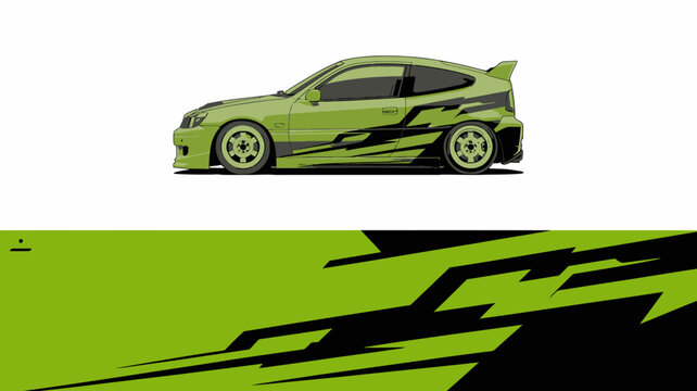 Lime Green Sports Car Side View.