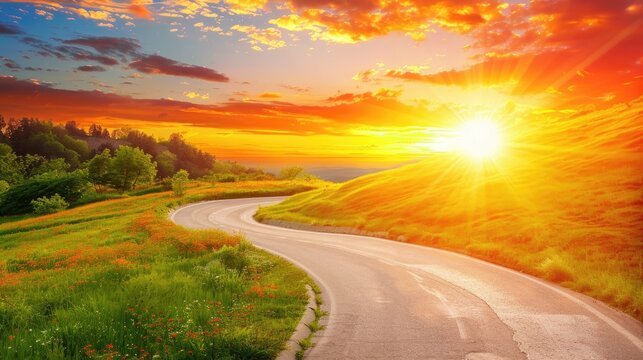 view of the road leading to the sunny hill
