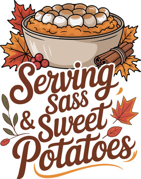 Sweet Potato Casserole Fall Food Quote Illustration
