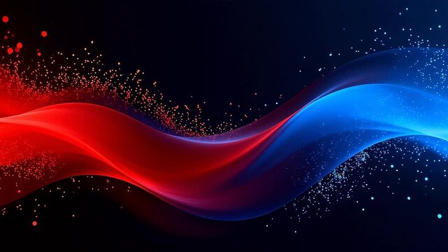 Abstract red and blue flowing wave