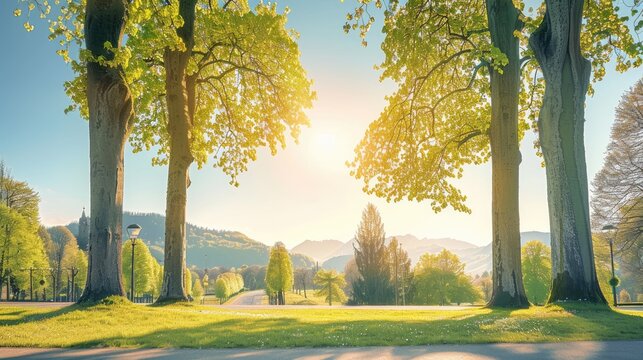 
A bright forest scene
