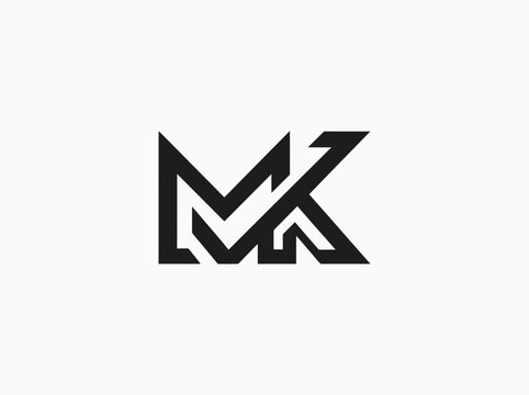 Modern Monogram Mk Logo Design In Black And White Striking Visual