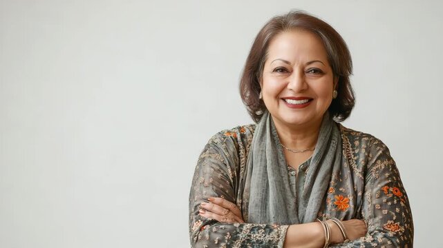 Mature woman smiling face portrait