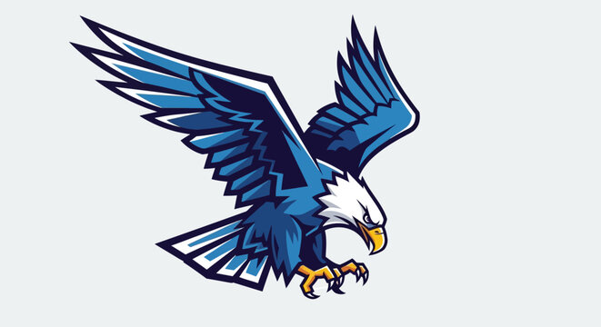 Stylized bald eagle mascot swooping with sharp talons