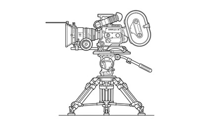 Fototapeta premium Vintage Movie Camera on Tripod