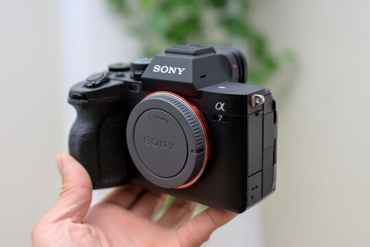Zapopan Jalisco, Mexico - July 6, 2026: Sony a7 IV mirrorless camera body, sony camera concept