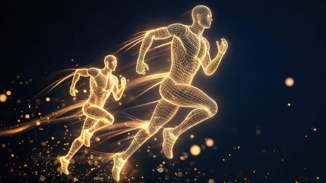 Digital runners in motion