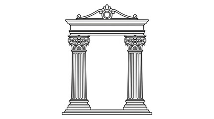 Classical Greek Ionic Archway Entrance with Columns and Pediment, Architectural Design © Tanir