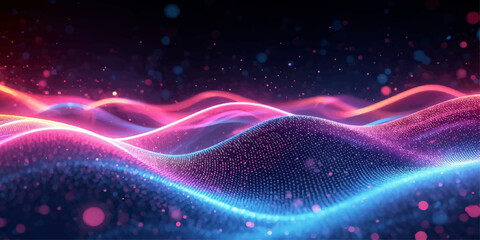 Abstract Blue Fractal Light Waves with Glowing Plasma Energy in Futuristic Space Galaxy Background, Cosmic Stars and Modern Digital Illustration Wallpaper Design © HMRabiul