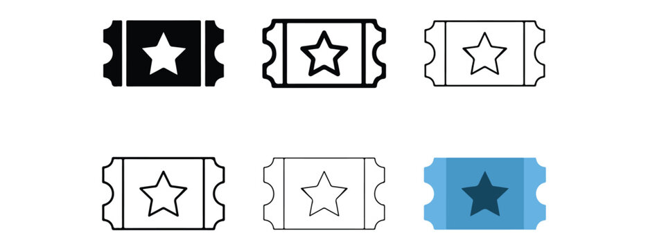 star shaped tickets for events and attractions in different colors and designs  tickets have perforated edges and star symbols