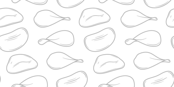 doodle potato chips pattern background. potato chips seamless pattern background. unhealthy snacks chips pattern.