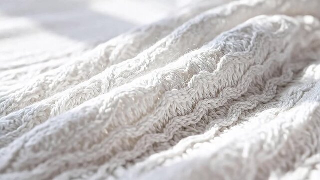 Closeup of a white knitted fabric