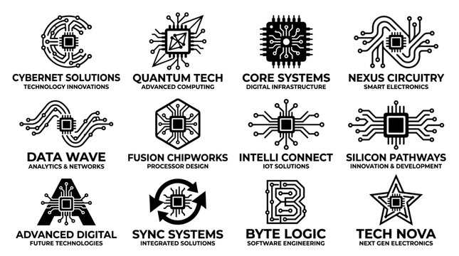 Technology Logos and Symbols Collection.