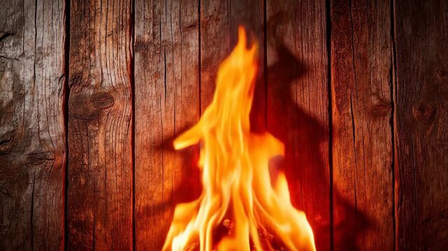 Flames on wooden wall