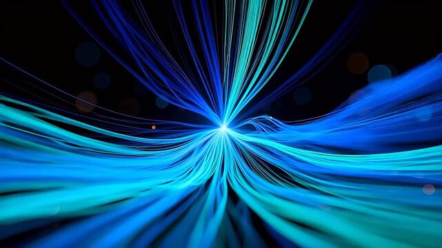 Abstract blue and teal light beams