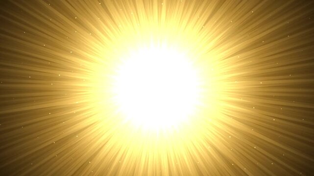 Radiant Golden Sun Burst with Light Rays and Particles Animation