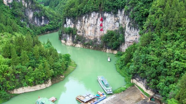 4K Aerial Video of Natural Scenery at Qingxi Gorge 4A Scenic Area, Zunyi