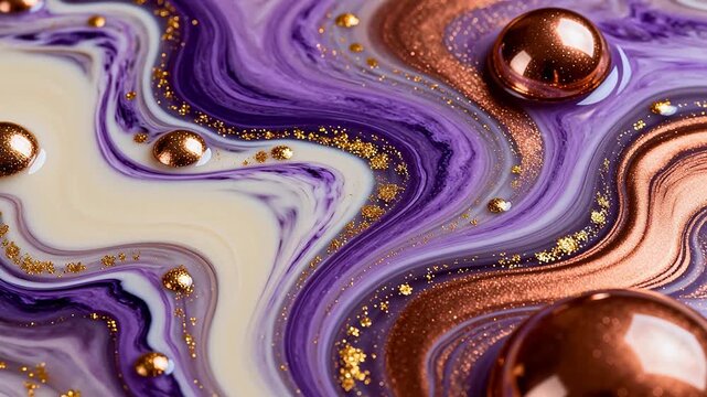 Abstract swirling colors with gold accents